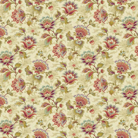 Vaalea suurikuvioinen puuvillakangas Canterbury 1372 L