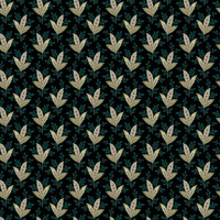Tummapohjainen koristelehtikuvioinen puuvillakangas Iris 1376 K