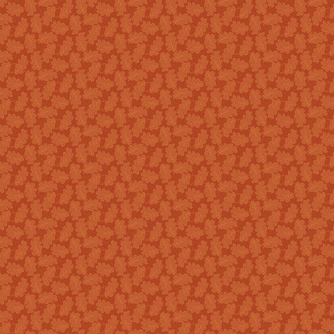 Oranssi tammenlehtikuvioinen puuvillakangas 1547 O