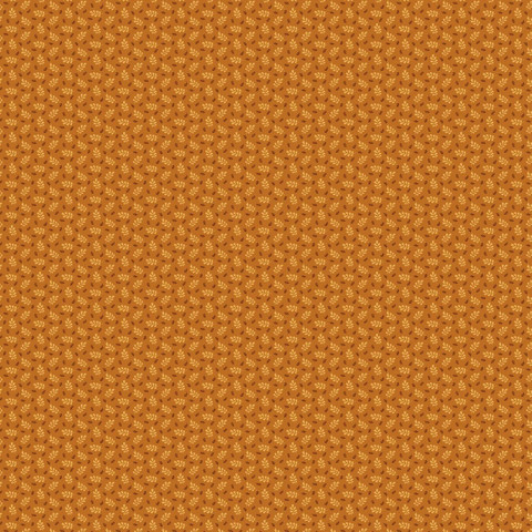 Murrettu tummanoranssi lehtikuvioinen puuvillakangas 1548 Y