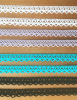 Kapea puuvillapitsi, leveys 13 mm, turkoosi