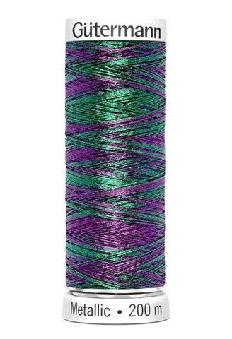 Gütermann Metalliompelulanka, väri 7022 keskiyön kimallus (violetti-vihreä)