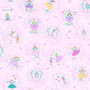 Vaaleanvioletti keijukuvioinen puuvillakangas Friends Pink 054P