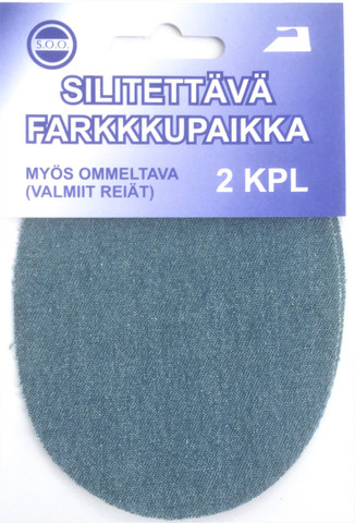 Silitettävä farkkupaikka, väri vaaleansininen