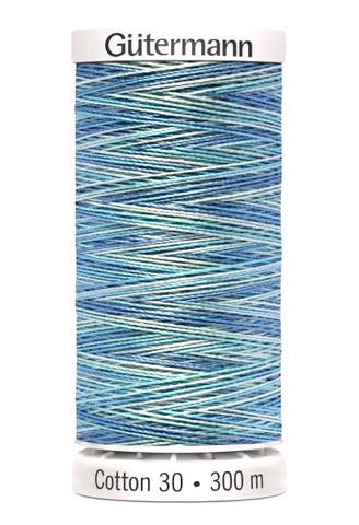 Puuvillalanka Cotton 30, väri  4014 vaaleansinisenkirjava