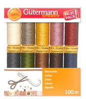 Gütermann puuvillalanka-lajitelma, 10 x 100 metriä