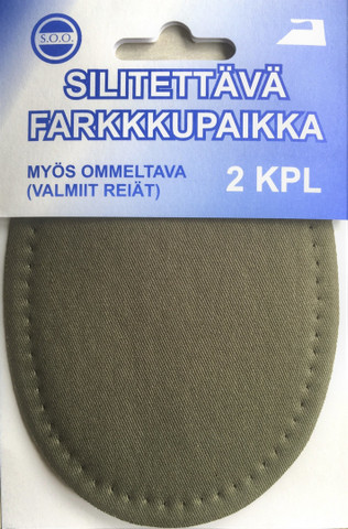 Silitettävä farkkupaikka, väri maastonvihreä