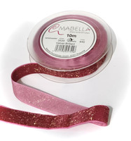 Kimaltava samettinauha, 20mm, väri 640 viininpunainen