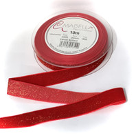 Kimaltava samettinauha, 20mm, väri 300 punainen