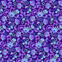 Tummanvioletti suurikuvioinen puuvillakangas Midnight Twilight 1500 B