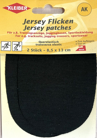 Joustava silitettävä neulospaikka, musta, 2 kpl