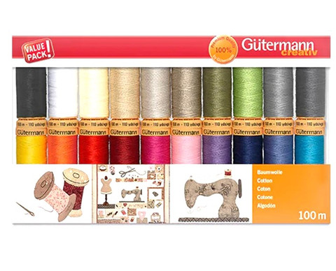 Gütermann puuvillalanka-lajitelma, 20 x 100 metriä