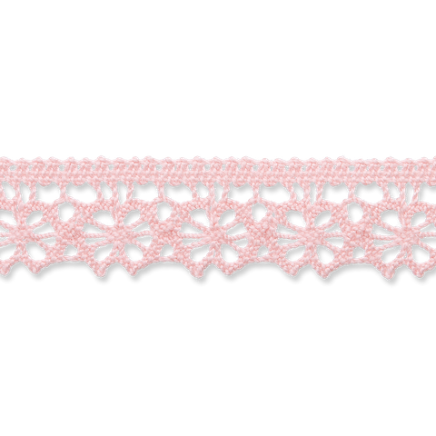 Roosa puuvillapitsi, leveys 16 mm
