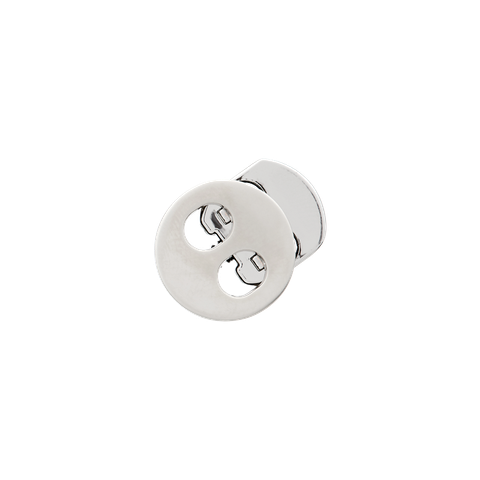 Metallinen, kaksireikäinen pyöreä nyörilukko, 4 mm, hopea