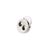 Metallinen, kaksireikäinen pyöreä nyörilukko, 4 mm, hopea
