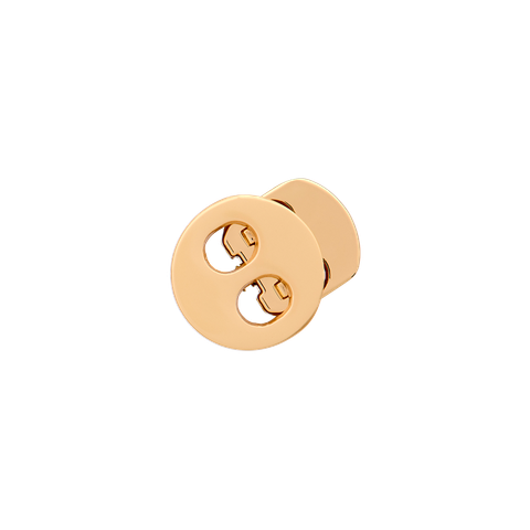 Metallinen, kaksireikäinen pyöreä nyörilukko, 4 mm, kulta