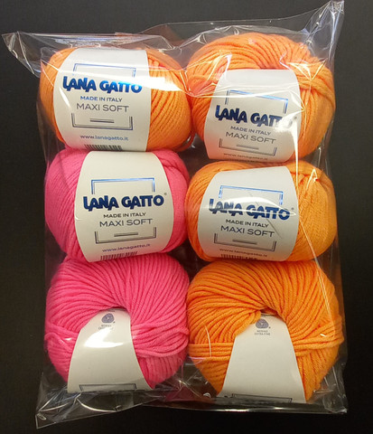 Fyndhörnan - Lana Gatto Maxi Soft, orange 4 st, pink 2 st