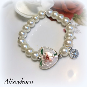 4898  Alise Design  Sydän käsikoru Cloisonne