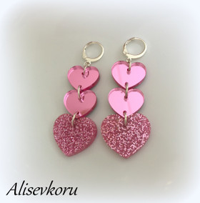 4418 Alise Design Glitter/peiliakryyli sydän korvakorut