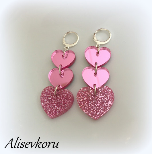 4418 Alise Design Glitter/peiliakryyli sydän korvakorut