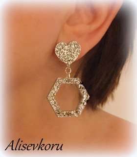 4446 Alise Design Glitter sydän korvakorut 