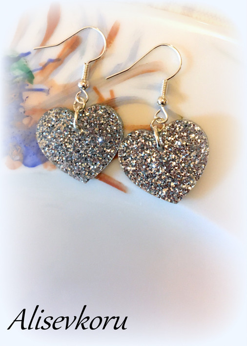 4553 Alise Design Glitter sydän korvakorut
