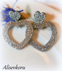 4475 Alise Design Glitter sydänkorvakorut hopea