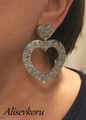 4475 Alise Design Glitter sydänkorvakorut hopea