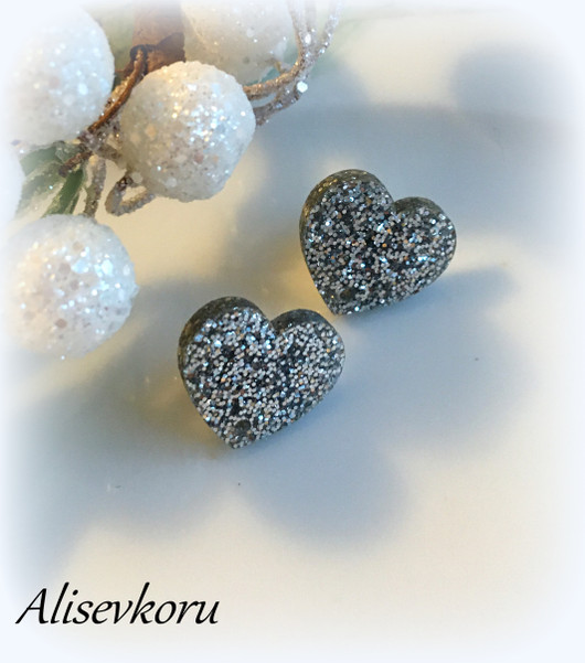 4342,1  Alise Design Glitter sydän korvakorut hopea