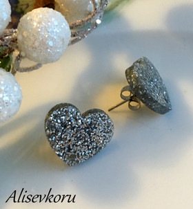 4342,1  Alise Design Glitter sydän korvakorut hopea