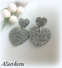 4527 Alise Design Glitter tuplasydän korvakorut hopea