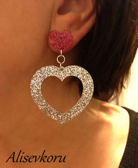 4475,1 Alise Design Glitter sydänkorvakorut isot