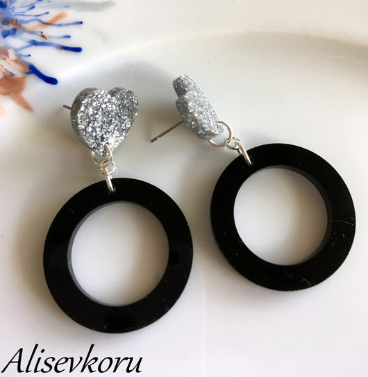 4446,1 Alise Design Glitter sydän /peilirengas korvakorut 