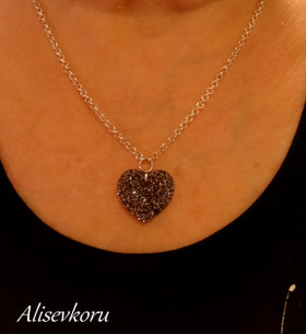 4801 Alise Design Glitter sydän kaulakoru graniitti