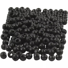 Puuhelmet, halk. 5mm, aukon koko 1,5mm, musta, 6g/pkk, n.150kpl