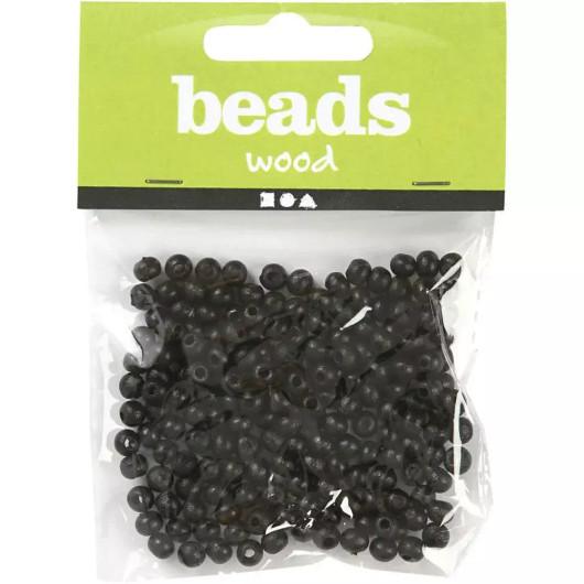 Puuhelmet, halk. 5mm, aukon koko 1,5mm, musta, 6g/pkk, n.150kpl