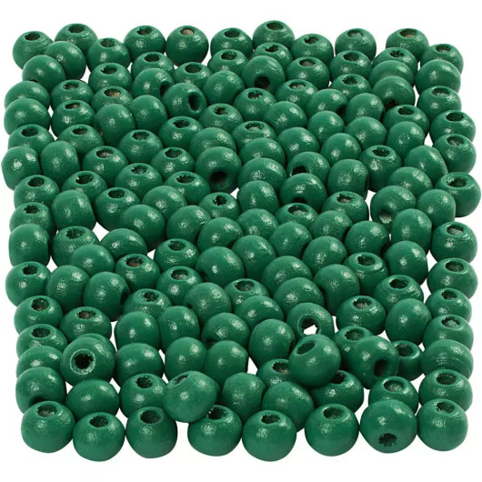 Puuhelmet, halk. 5mm, aukon koko 1,5mm, vihreä, 6g/pkk, n.150kpl