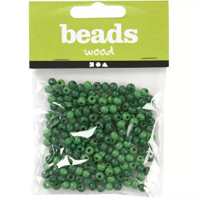 Puuhelmet, halk. 5mm, aukon koko 1,5mm, vihreä, 6g/pkk, n.150kpl