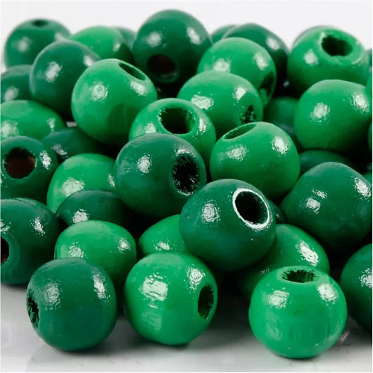 Puuhelmet, halk. 12mm, aukon koko 3mm, vihreä, 22g/pkk, n, 40kpl