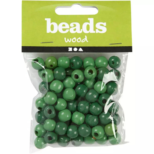 Puuhelmet, halk. 12mm, aukon koko 3mm, vihreä, 22g/pkk, n, 40kpl