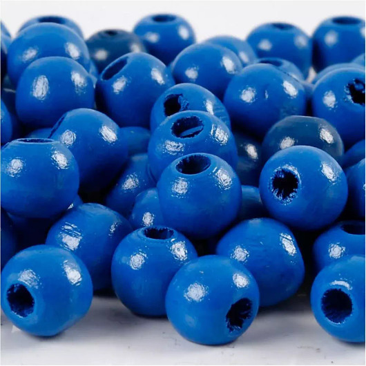 Puuhelmet, halk. 12mm, aukon koko 3mm, sininen, 22g/pkk. n.40kpl