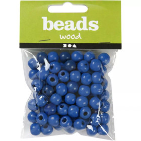 Puuhelmet, halk. 12mm, aukon koko 3mm, sininen, 22g/pkk. n.40kpl