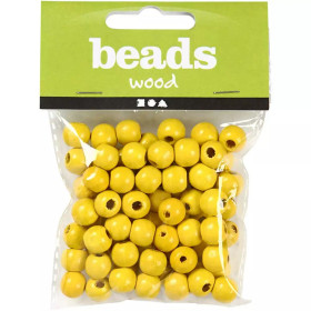 Puuhelmet, halk. 12mm, aukon koko 3mm, keltainen, 22g/pkk, n.40kpl