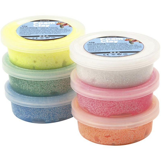 Foam Clay®, kimalle, pastellivärit, 6x14g