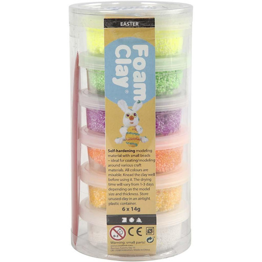 Foam Clay® Helmimassa, kevätvärit, 6x14g