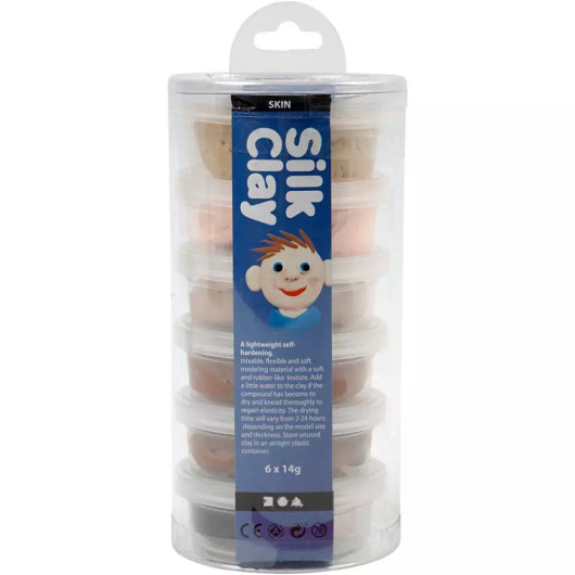 Silk Clay® silkkimassa, skin colours, 6x14g