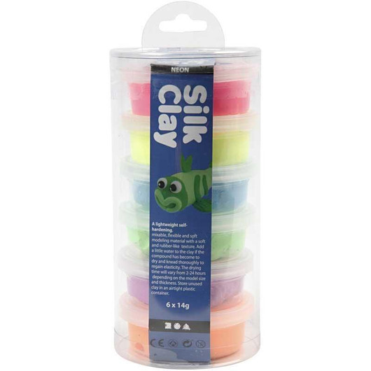 Silk Clay® silkkimassa, neonvärit, 6x14g