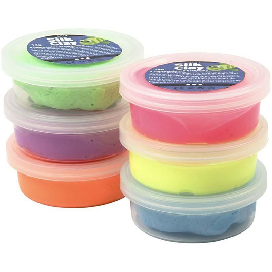Silk Clay® silkkimassa, neonvärit, 6x14g