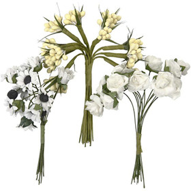 Paperikukkalajitelma valkoinen, 18kpl 