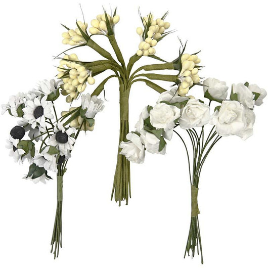 Paperikukkalajitelma valkoinen, 18kpl 